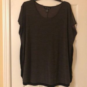 Ladies blouse dark brown with black accents